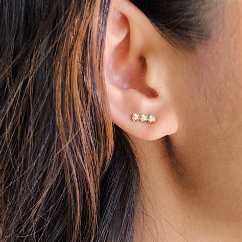 White Gold Bar Stud Earrings